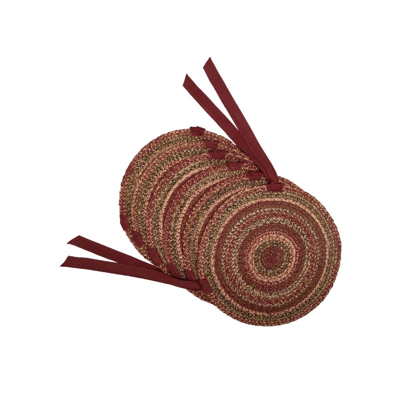 VHC Brands Cider Mill Jute Chair Pad Set of 6, 6 Count (Pack of 1), Red - Image 2